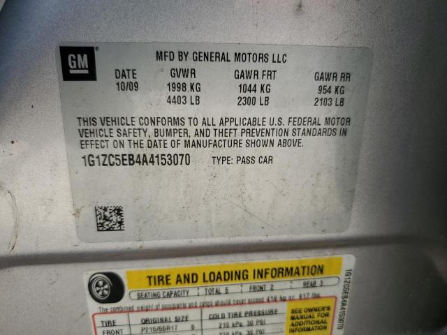 1G1ZC5EB4A4153070 - 2010 CHEVROLET MALIBU 1LT SILVER photo 12