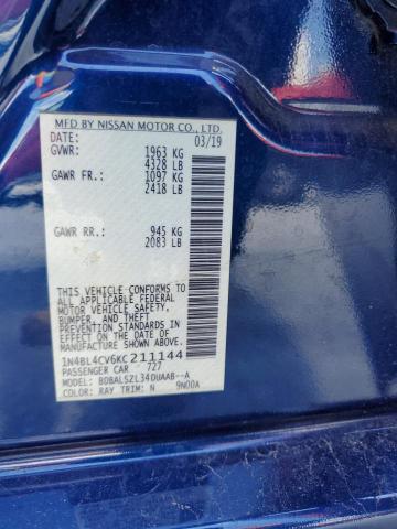 1N4BL4CV6KC211144 - 2019 NISSAN ALTIMA SR 蓝色 照片 13