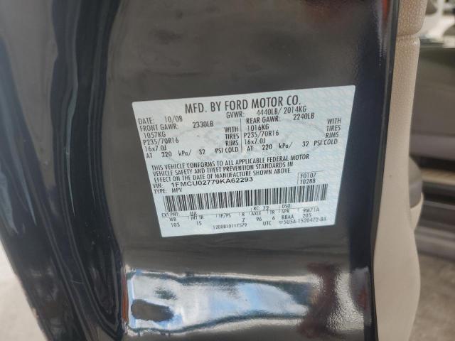 1FMCU02779KA62293 - 2009 FORD ESCAPE XLS BLACK photo 12