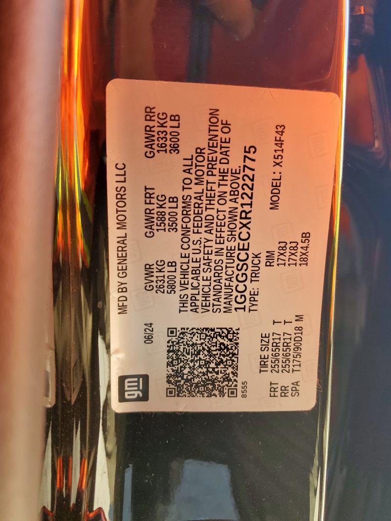 1GCGSCECXR1222775 - 2024 CHEVROLET COLORADO LT BLACK photo 13