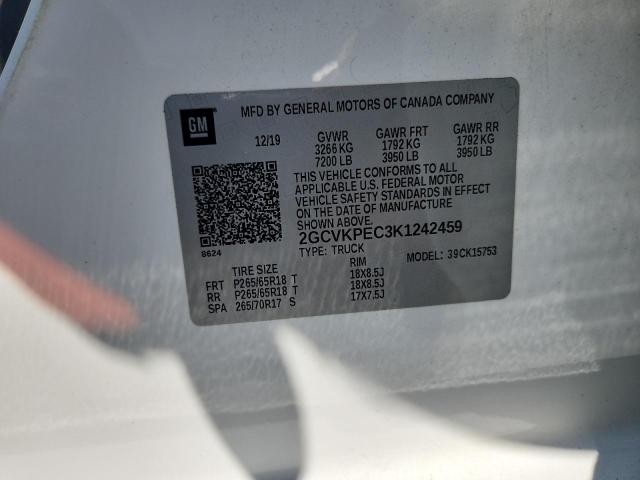 2GCVKPEC3K1242459 - 2019 CHEVROLET SILVERADO K1500 LT 白色 照片 13