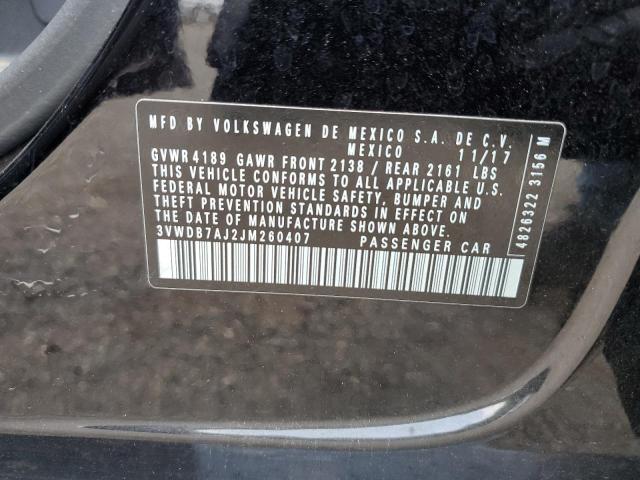 3VWDB7AJ2JM260407 - 2018 VOLKSWAGEN JETTA SE BLACK photo 12