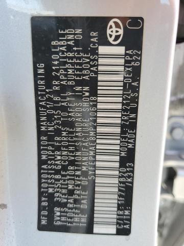 5YFEPMAE8MP210618 - 2021 TOYOTA COROLLA LE Gümüş foto 12