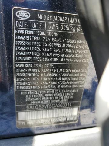 SALGS2VF5GA263311 - 2016 LAND ROVER RANGE ROVER HSE BLUE photo 13