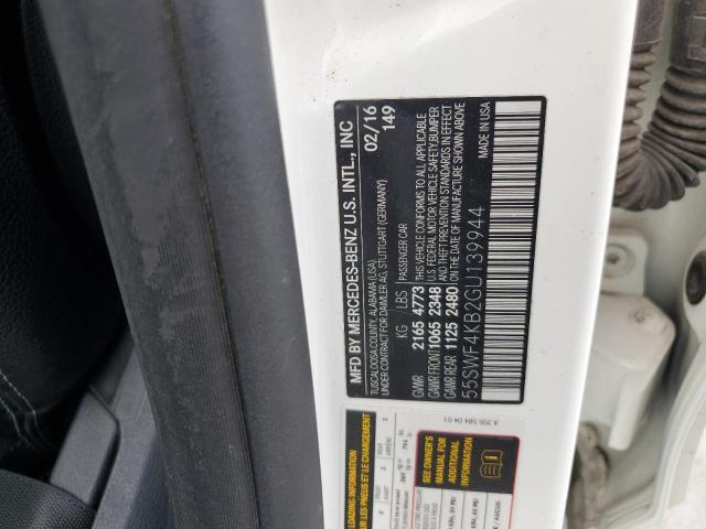 55SWF4KB2GU139944 - 2016 MERCEDES-BENZ C 300 4MATIC WHITE photo 12