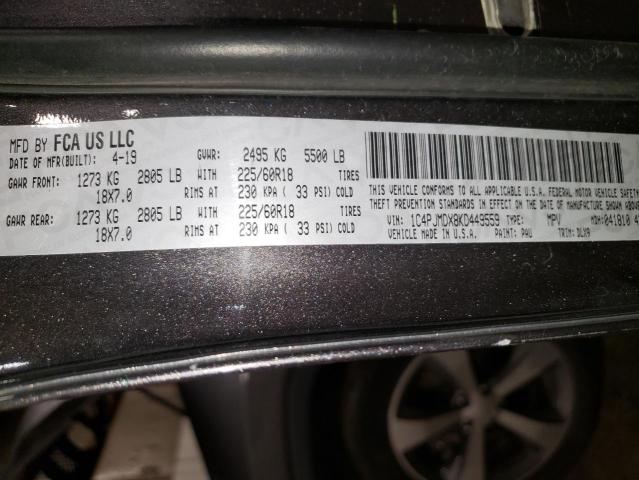 1C4PJMDX8KD449559 - 2019 JEEP CHEROKEE LIMITED ნაცრისფერი ფოტო 13