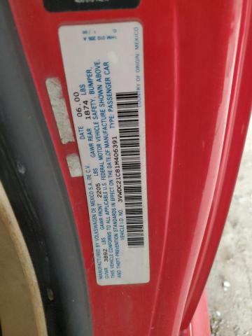 3VWDC21C81M406391 - 2001 VOLKSWAGEN NEW BEETLE GLX 红色 照片 12