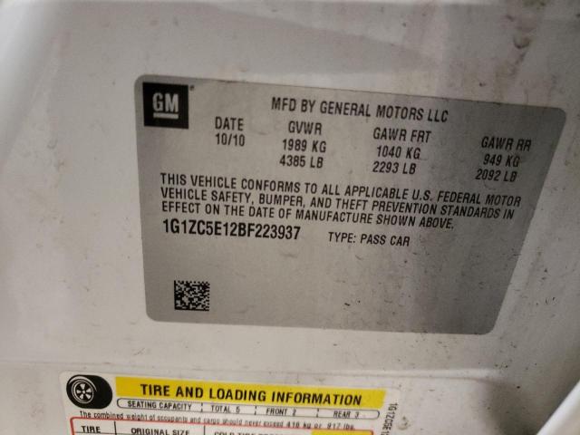 1G1ZC5E12BF223937 - 2011 CHEVROLET MALIBU 1LT Ақ фото 12