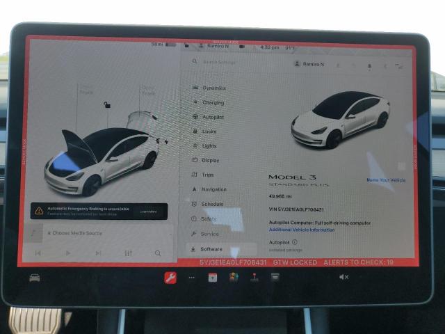 5YJ3E1EA0LF706431 - 2020 TESLA MODEL 3 Blanc photo 9