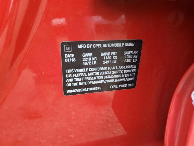 W04GV8SX9J1095575 - 2018 BUICK REGAL TOURX ESSENCE RED photo 13