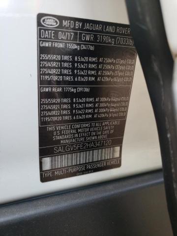 SALGV5FE2HA347120 - 2017 LAND ROVER RANGE ROVE AUTOBIOGRAPHY WHITE photo 13