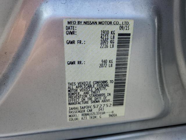 1N4AL3AP3FC572752 - 2015 NISSAN ALTIMA 2.5 银色 照片 13