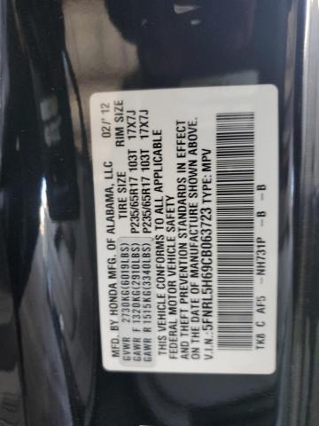 5FNRL5H69CB063723 - 2012 HONDA ODYSSEY EXL Қара фото 13