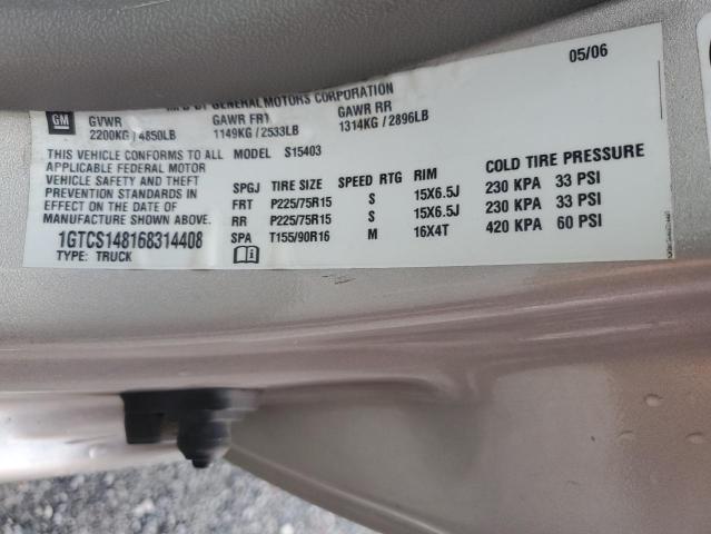 1GTCS148168314408 - 2006 GMC CANYON BEIGE photo 13