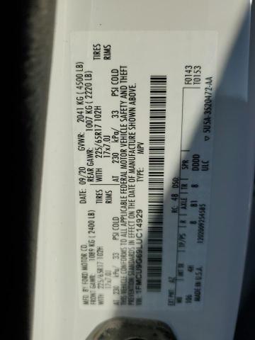 1FMCU9G69LUC14929 - 2020 FORD ESCAPE SE 白色 照片 13