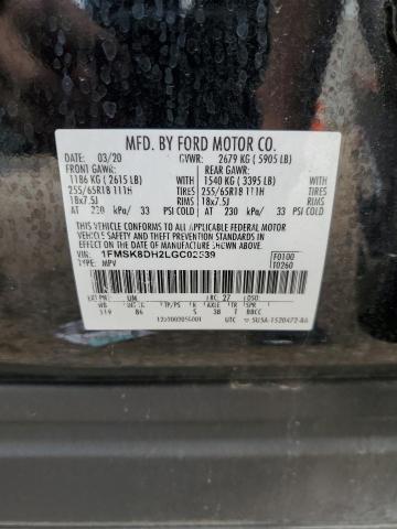 1FMSK8DH2LGC02539 - 2020 FORD EXPLORER XLT 黑色 照片 13