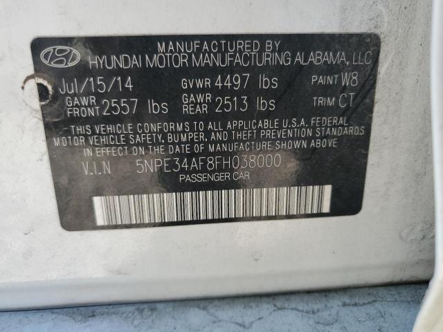 5NPE34AF8FH038000 - 2015 HYUNDAI SONATA SPORT WHITE photo 12