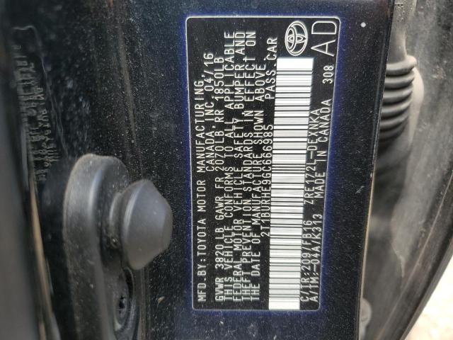 2T1BURHE9GC666985 - 2016 TOYOTA COROLLA L BLACK photo 12