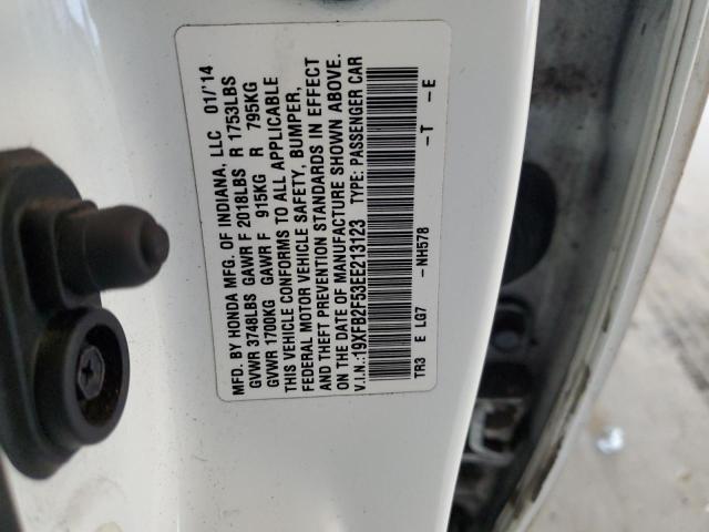 19XFB2F53EE213123 - 2014 HONDA CIVIC LX Weiß Foto 12