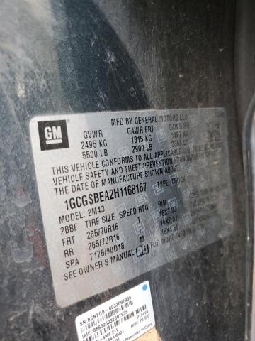 1GCGSBEA2H1168167 - 2017 CHEVROLET COLORADO 灰色 照片 12