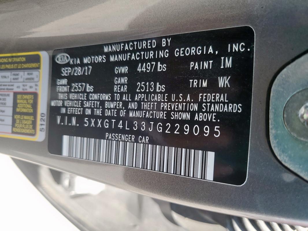 5XXGT4L33JG229095 - 2018 KIA OPTIMA LX ნაცრისფერი ფოტო 12