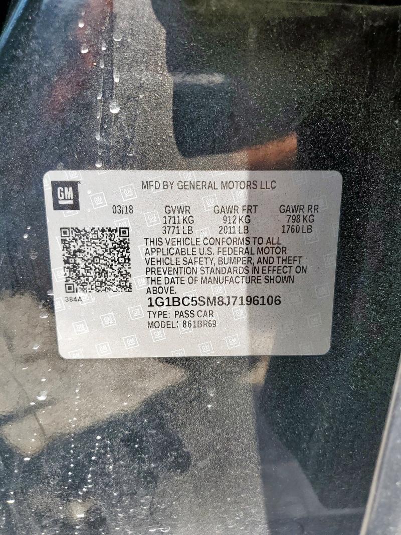 1G1BC5SM8J7196106 - 2018 CHEVROLET CRUZE LS 黑色 照片 12