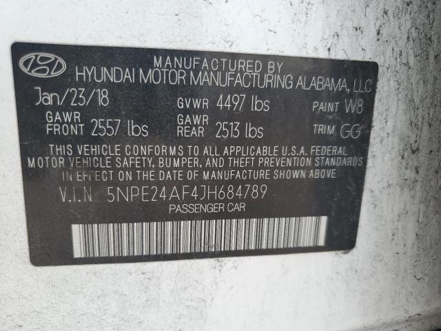 5NPE24AF4JH684789 - 2018 HYUNDAI SONATA SE Blanc photo 12