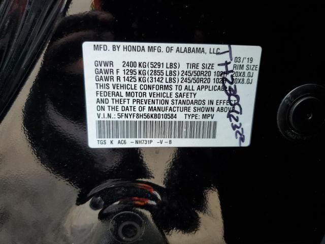 5FNYF8H56KB010584 - 2019 HONDA PASSPORT EXL 黑色 照片 13