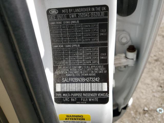 SALFR2BN3BH273242 - 2011 LAND ROVER LR2 HSE WHITE photo 13