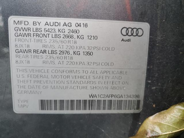 WA1C2AFP6GA134396 - 2016 AUDI Q5 PREMIUM GRAY photo 13
