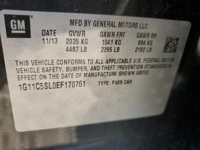 1G11C5SL0EF170761 - 2014 CHEVROLET MALIBU 1LT BLACK photo 12