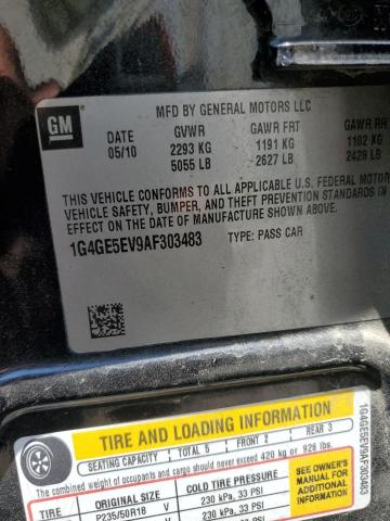 1G4GE5EV9AF303483 - 2010 BUICK LACROSSE CXS BLACK photo 12