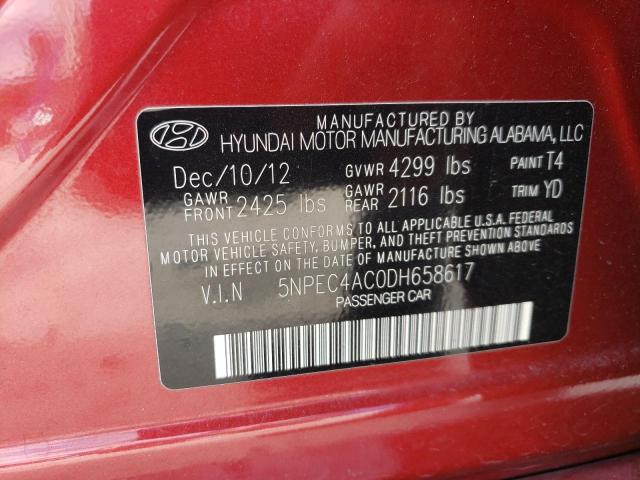 5NPEC4AC0DH658617 - 2013 HYUNDAI SONATA SE RED photo 13