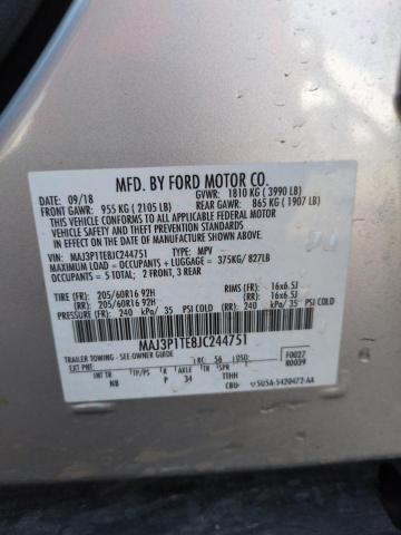 MAJ3P1TE8JC244751 - 2018 FORD ECOSPORT SE Күміс фото 12