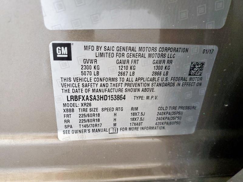 LRBFXASA3HD153864 - 2017 BUICK ENVISION PREFERRED GRAY photo 14