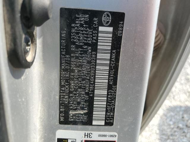 4T1BE46K99U330389 - 2009 TOYOTA CAMRY BASE SILVER photo 12