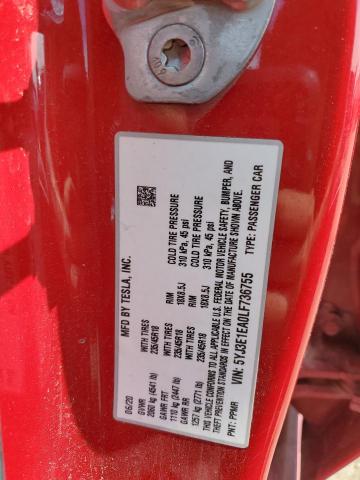 5YJ3E1EA0LF736755 - 2020 TESLA MODEL 3 RED photo 12