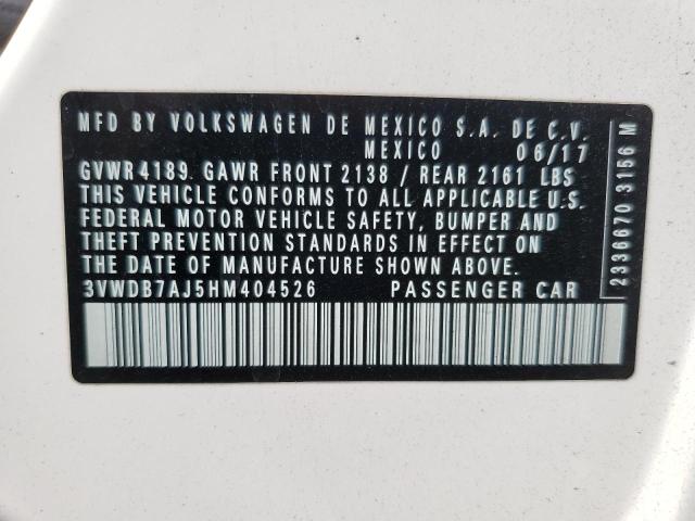 3VWDB7AJ5HM404526 - 2017 VOLKSWAGEN JETTA SE 白色 照片 12