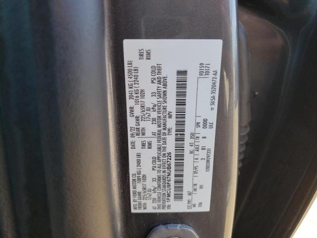 1FMCU9F67NUB67226 - 2022 FORD ESCAPE S GRAY photo 13