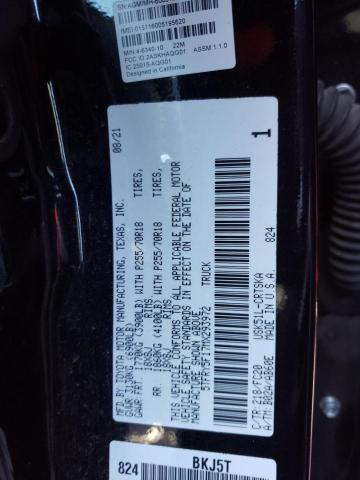 5TFRY5F17MX293972 - 2021 TOYOTA TUNDRA DOUBLE CAB SR/SR5 BLACK photo 12