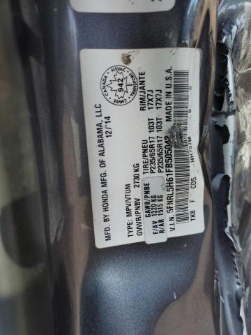 5FNRL5H61FB505043 - 2015 HONDA ODYSSEY EXL GRAY photo 14