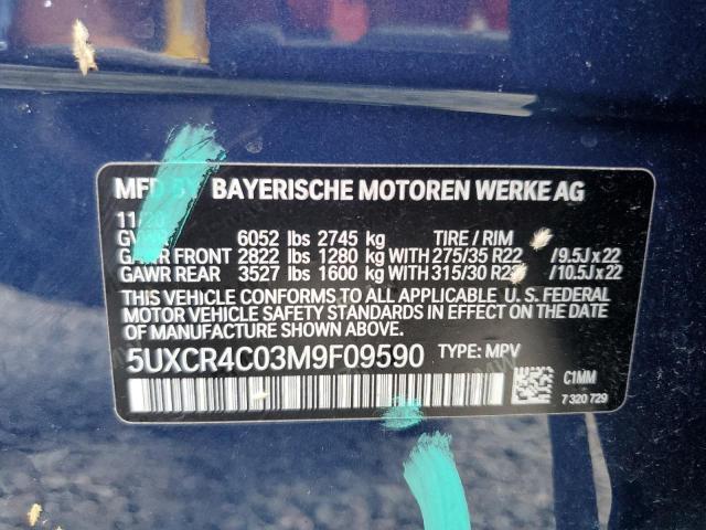 5UXCR4C03M9F09590 - 2021 BMW X5 SDRIVE 40I BLUE photo 14