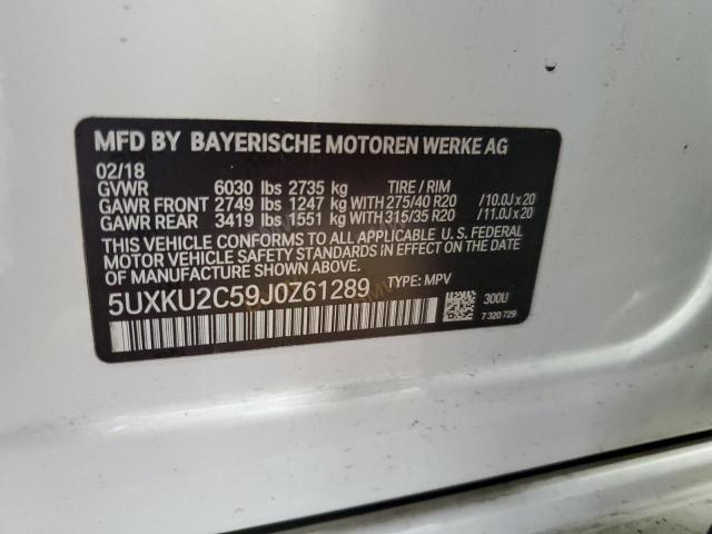 5UXKU2C59J0Z61289 - 2018 BMW X6 XDRIVE35I WHITE photo 13