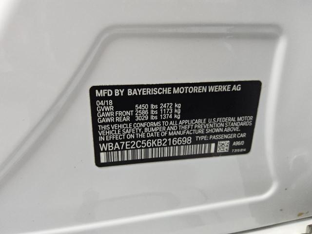 WBA7E2C56KB216698 - 2019 BMW 740 I WHITE photo 12