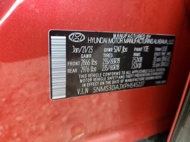 5NMS3DAJXPH545227 - 2023 HYUNDAI SANTA FE SEL PREMIUM RED photo 12