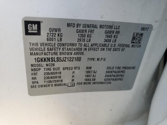 1GKKNSLS5JZ122180 - 2018 GMC ACADIA SLE 白色 照片 13