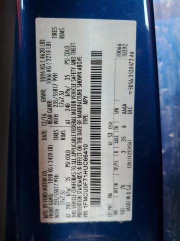 1FMCU0F71HUC66410 - 2017 FORD ESCAPE S BLUE photo 13