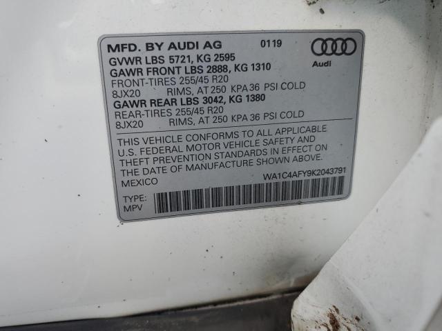 WA1C4AFY9K2043791 - 2019 AUDI SQ5 PRESTIGE WHITE photo 13