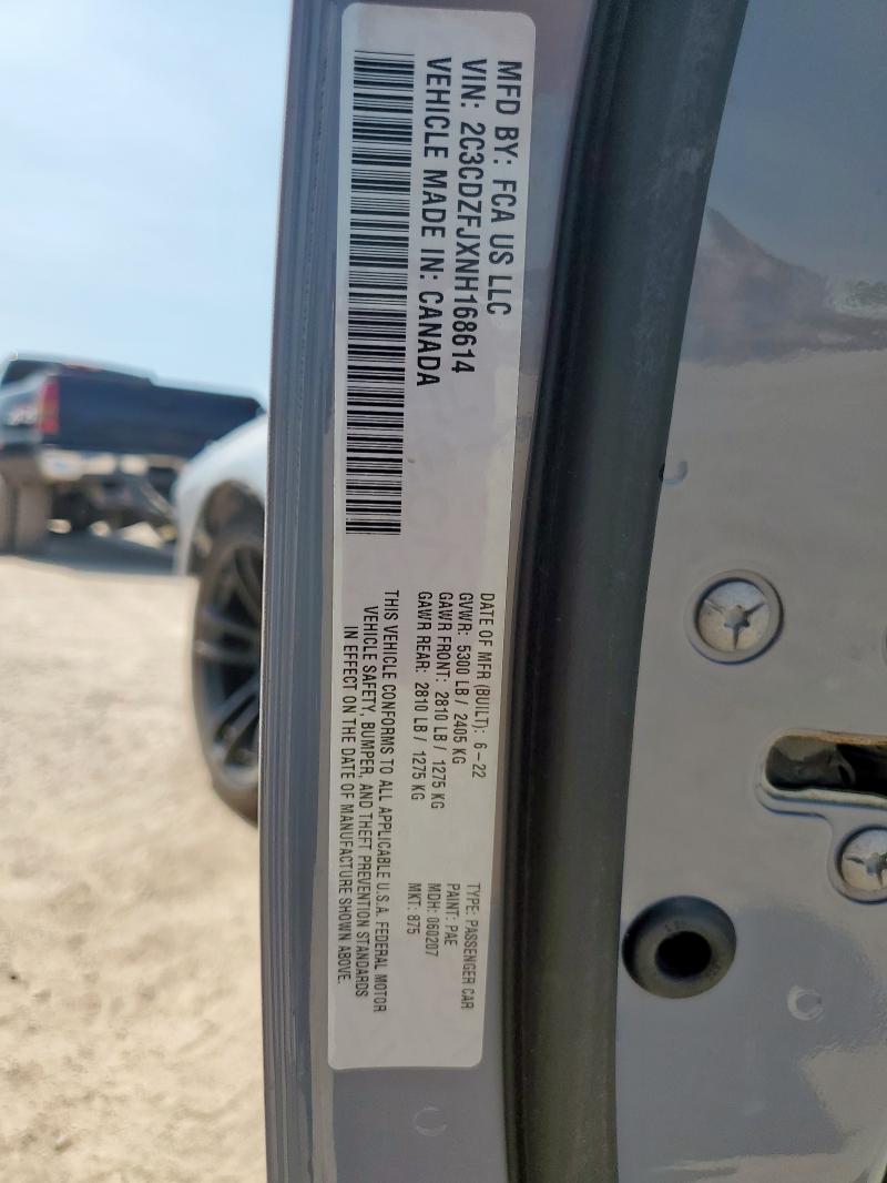 2C3CDZFJXNH168614 - 2022 DODGE CHALLENGER R/T SCAT PACK GRAY photo 13