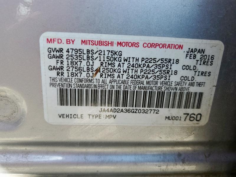 JA4AD2A36GZ032772 - 2016 MITSUBISHI OUTLANDER ES SILVER photo 13